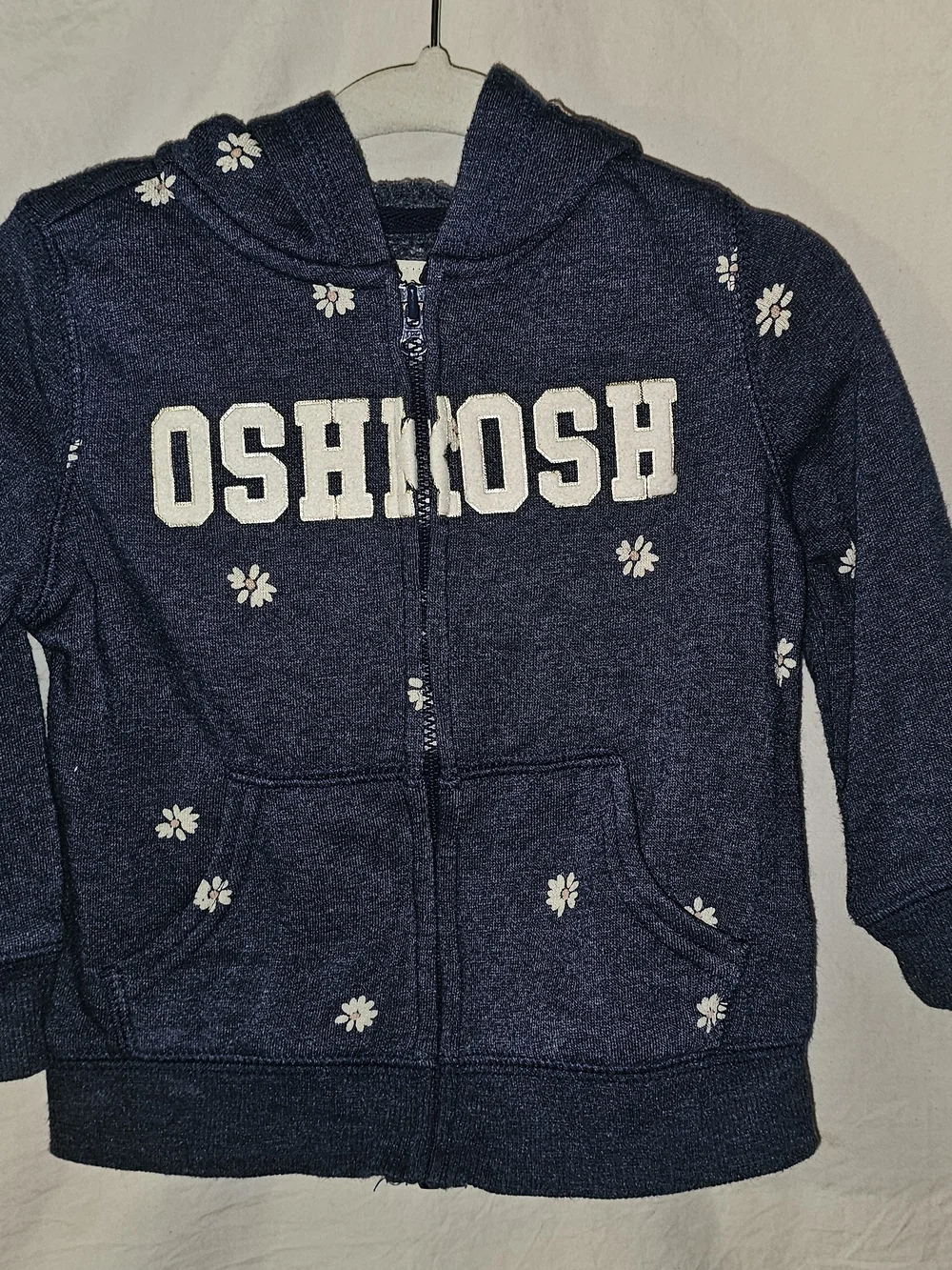 OshKosh B'gosh Navy Zip Hoodie with White Floral Accents